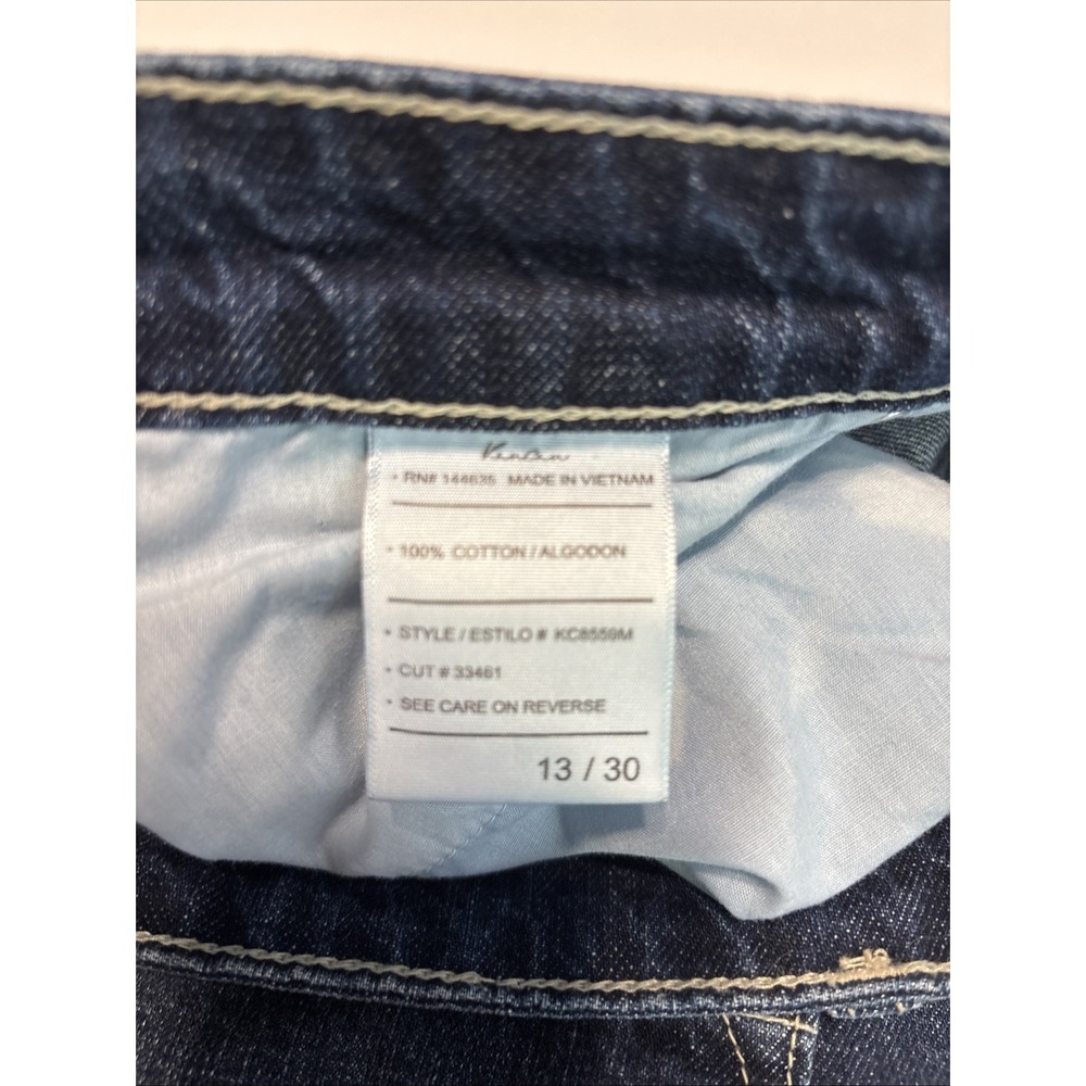 KanCan cropped jeans, women's size 13/30, distressed, raw hem, blue, Capri Pant - Picture 6 of 13